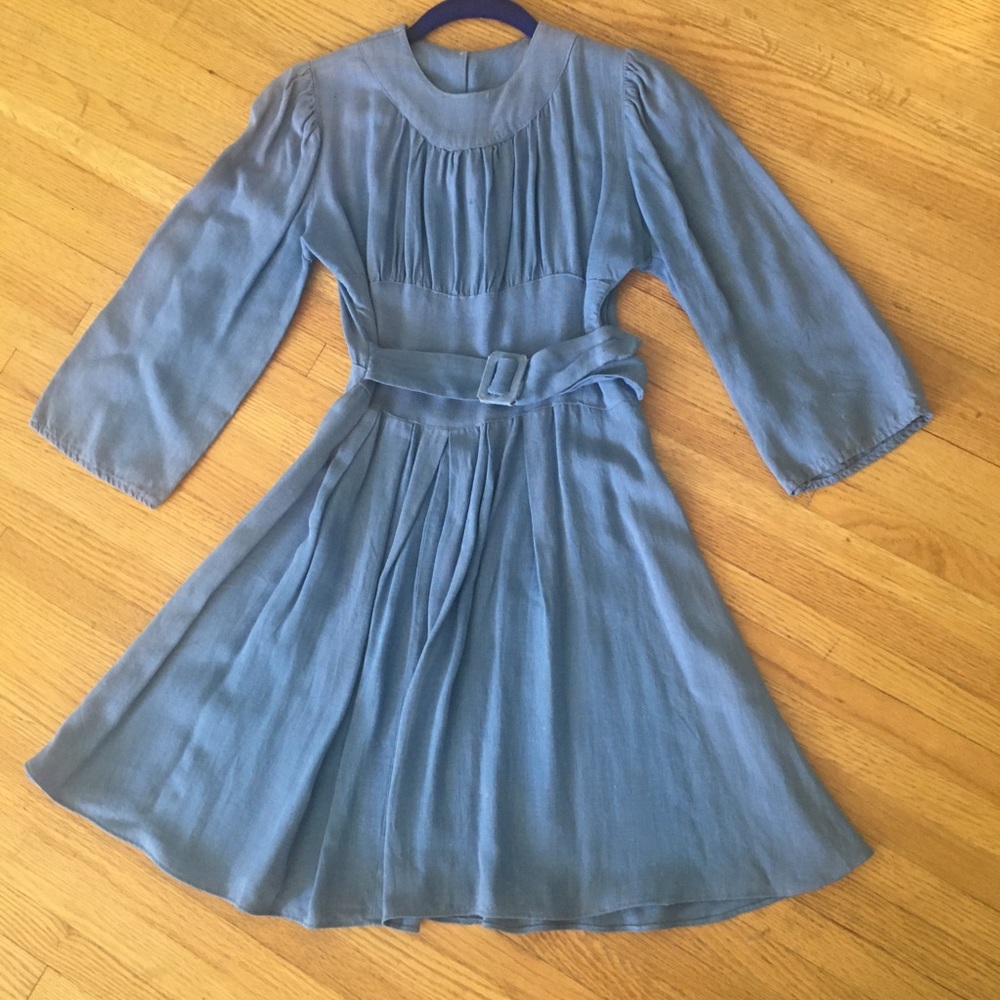 1930s rare vintage linen ice skating pastel mini